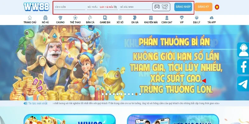 Giới thiệu giao diện đăng nhập WW88